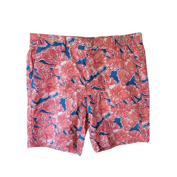 New men's size 32 Vineyard vines pink hibiscus pattern breaker shorts Bermuda - Picture 1 of 4